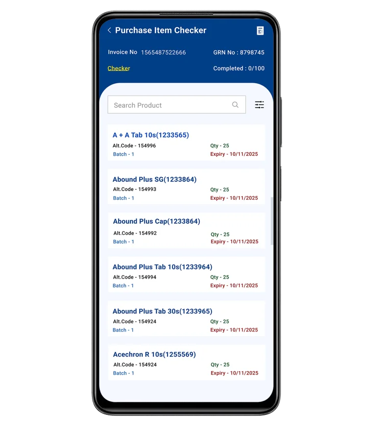 Item Checker App showing product price and availability in distribution system